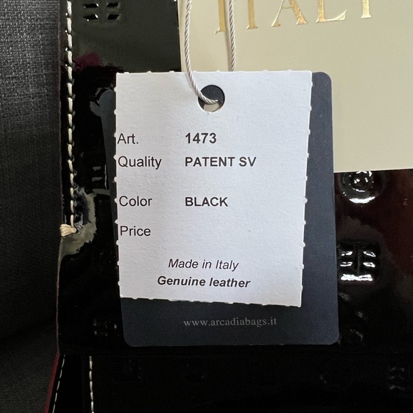 NWT ARCADIA 1473 PATENT LEATHER SATCHEL HANDBAG PURSE MADE IN ITALY - Picture 6 of 11